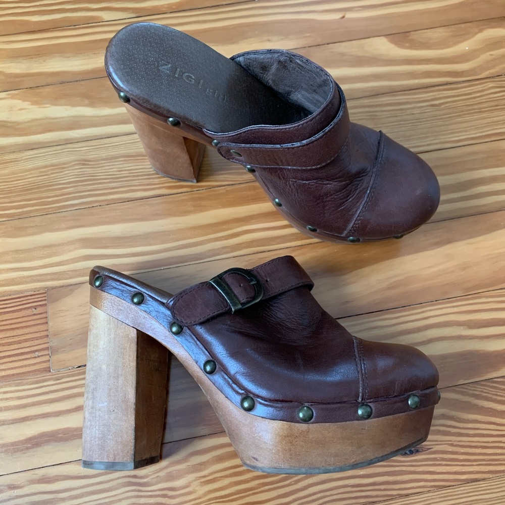 ZIGI Girl Joplin brown leather clogs size 7